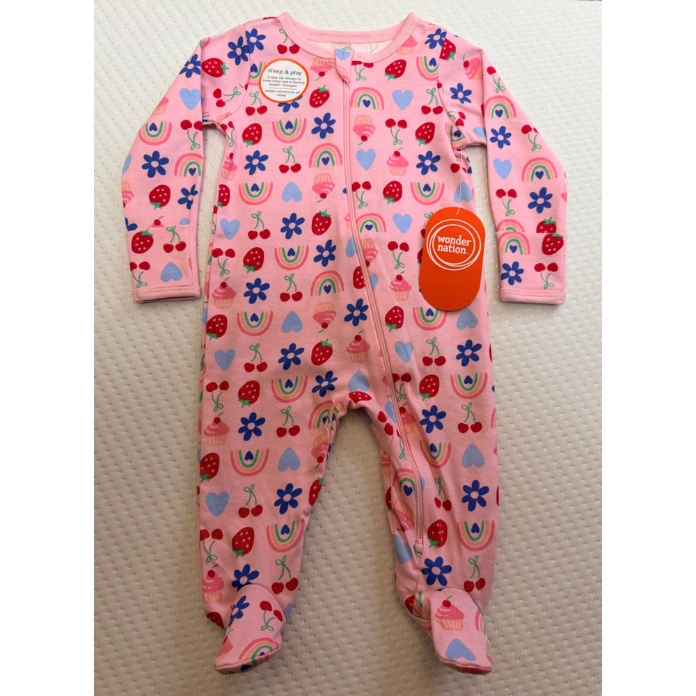Wonder Nation Baby Girl Pink Organic Cotton Sleep & Play Sleeper 3-6M NWT